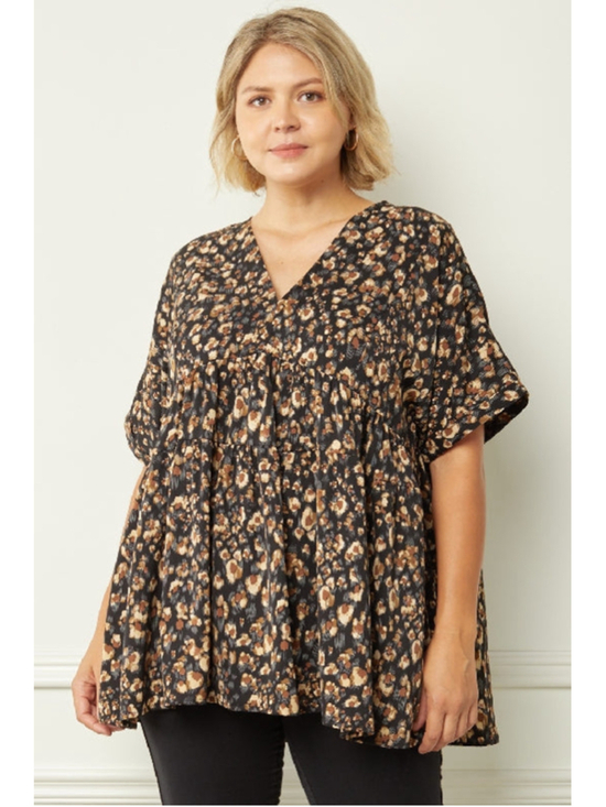entro Tops - Women's Entro Leopard Print Boho Top M